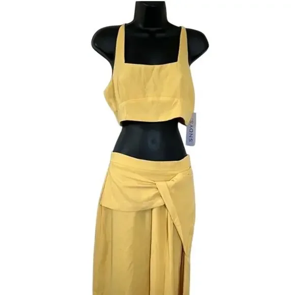 SNDYS Petal and Pup Yellow Zanita 2 Piece Tank and Twist Waist Midi Skirt Medium - Picture 4 of 8